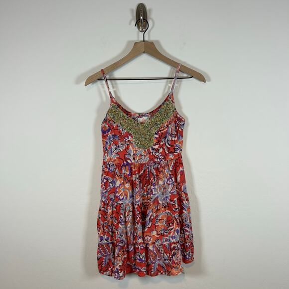 Vintage Y2K Free People Beaded Mini Dresswith pockets size XS - Picture 2 of 8